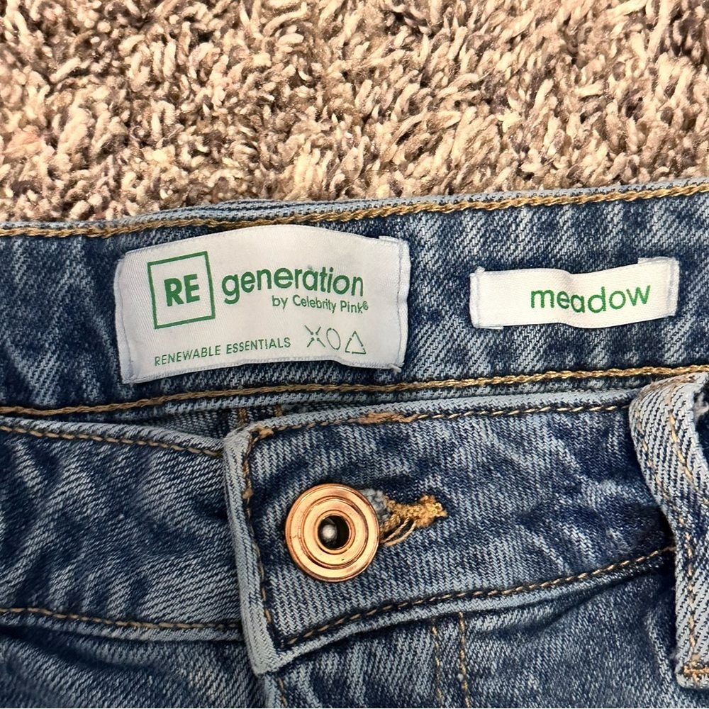 Celebrity Pink Blue Jean Shorts with Distressed Cut-Off Style - Picture 6 of 9